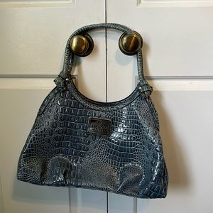 Nicole Miller Blue Faux Croc Purse